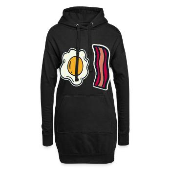 Œuf et bacon - Sweat-shirt à capuche long Femme - noir - Devant