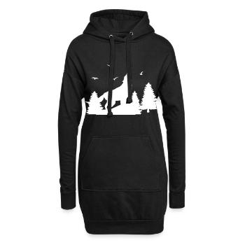 Wolf Wald - Sweat-shirt à capuche long Femme - noir - Devant