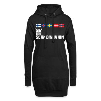 Casque Viking Scandinavie 100% Scandinave flag - Sweat-shirt à capuche long Femme - noir - Devant