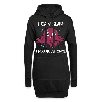 Lustiger Meeres Oktopus Fischer - Hoodie-Kleid - Schwarz - Vorne