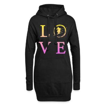 Love Skifahren ski fahren - Hoodie-Kleid - Schwarz - Vorne