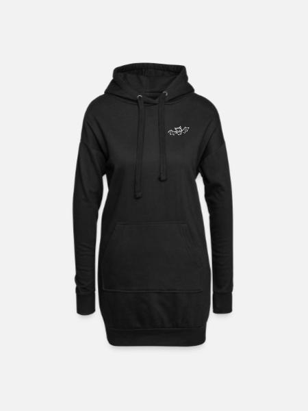 young bat over white - Hoodie Dress - black