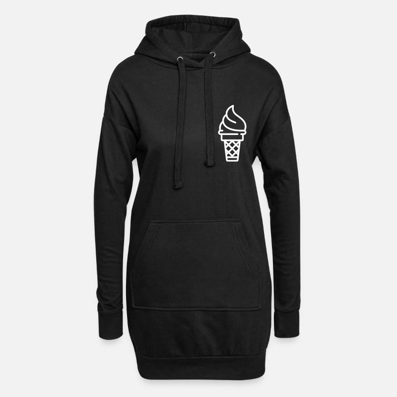 Softeis Essen Motiv Geschenk Idee weiß - Hoodie-Kleid - Schwarz