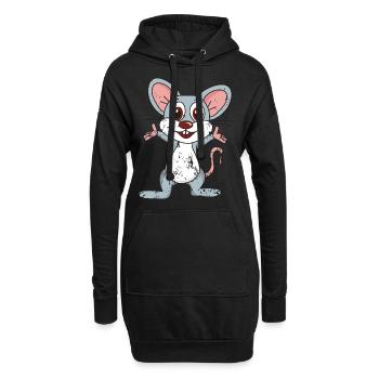 Retro Vintage Grunge Style Maus - Hoodie-Kleid - Schwarz - Vorne