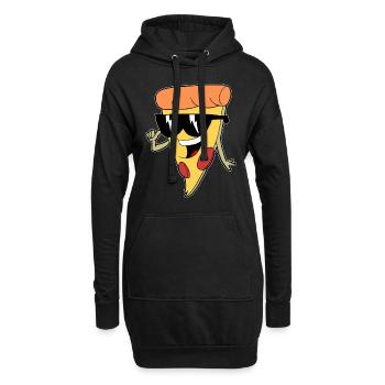 Lustige Pizza mit Sonnenbrille coole Geschenkidee - Hoodie-Kleid - Schwarz - Vorne