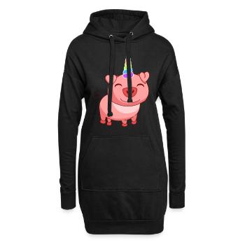 Schwein Einhorn magisches Schweinchen mit Einhorn - Hoodie-Kleid - Schwarz - Vorne