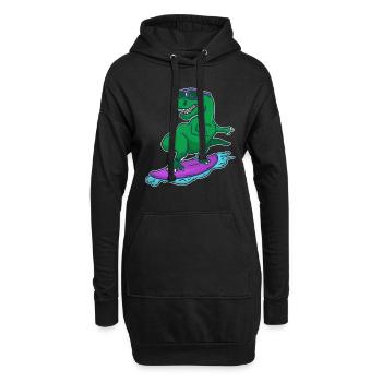 Surfer Dino T-Rex auf Surfbrett Surfer Geschenk - Hoodie-Kleid - Schwarz - Vorne