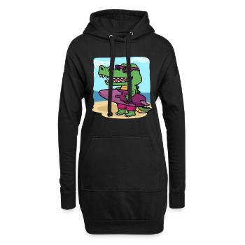 C'est le temps de surf de Crocodile C'est Crocodiles Sur - Sweat-shirt à capuche long Femme - noir - Devant