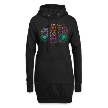 Feuerwerk Silvester Party - Hoodie-Kleid - Schwarz - Vorne