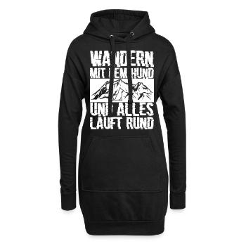 Wandern mit Hund - Hoodie-Kleid - Schwarz - Vorne