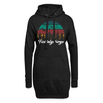 Fichtelgebirge Berg Gebirge Retro Vintage Wandern - Hoodie-Kleid - Schwarz - Vorne