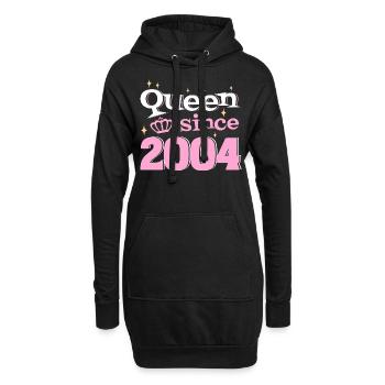 Reine Depuis 2004 Fille 18 Ans Anniversaire - Sweat-shirt à capuche long Femme - noir - Devant