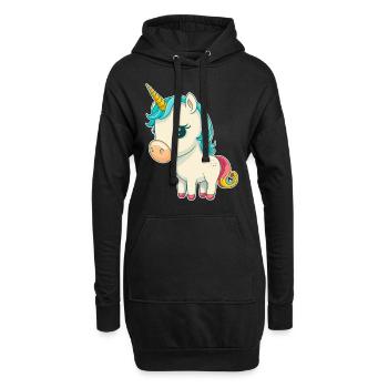 Einhorn Bunt Farben Süß Niedlich Cartoon Comic - Hoodie-Kleid - Schwarz - Vorne