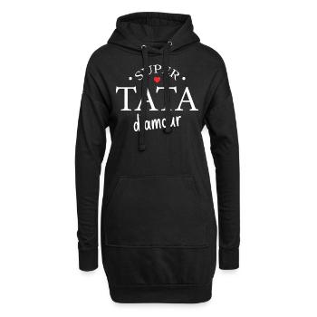 Super Tata D'amour - Sweat-shirt à capuche long Femme - noir - Devant