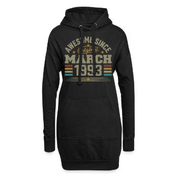 März 1993 Geburtstag Vintage Geschenkidee 1993 - Hoodie-Kleid - Schwarz - Vorne