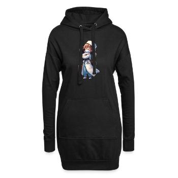 Eine Arztmutter kommt von der Arbeit nach Hause - Hoodie-Kleid - Schwarz - Vorne