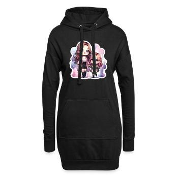 Mutter und Tochter mit passenden Outfits - Hoodie-Kleid - Schwarz - Vorne