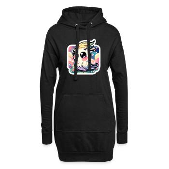 Une calopsitte Chibi mignonne dans un paysage coloré - Sweat-shirt à capuche long Femme - noir - Devant