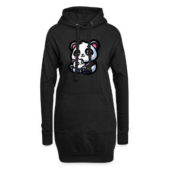 Fière maman panda avec son petit pour la fête des mères - Sweat-shirt à capuche long Femme - noir - Devant