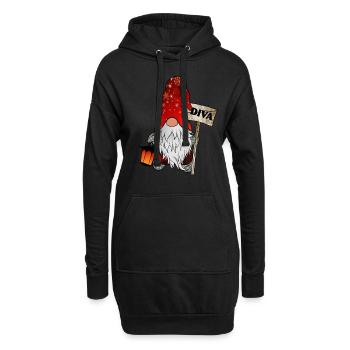 Wichtel Diva Weihnachtsgnom - Hoodie-Kleid - Schwarz - Vorne