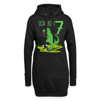 Dinosaurier Rex Fußball 7 Geburtstag - Hoodie-Kleid - Schwarz - Vorne