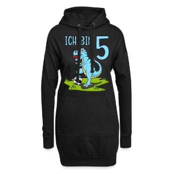 Dinosaure Rex Football 5 Anniversaire Bleu - Sweat-shirt à capuche long Femme - noir - Devant