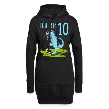 Dinosaure Rex Football 10 Anniversaire Bleu - Sweat-shirt à capuche long Femme - noir - Devant
