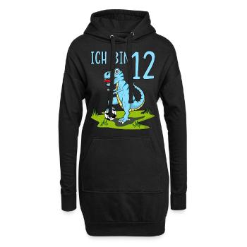 Dinosaure Rex Football 12 Anniversaire Bleu - Sweat-shirt à capuche long Femme - noir - Devant