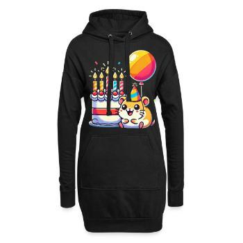 Hamster Kid Celebrating Birthday - Hoodie-Kleid - Schwarz - Vorne
