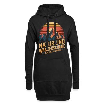 Wandern Wald Berge Wanderschuhe Spruch - Hoodie-Kleid - Schwarz - Vorne