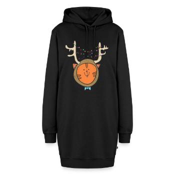 Katze Katzen Rentier Weihnachten Comic - Hoodie-Kleid - Schwarz - Vorne - AI Model Female 172 light (172cm)