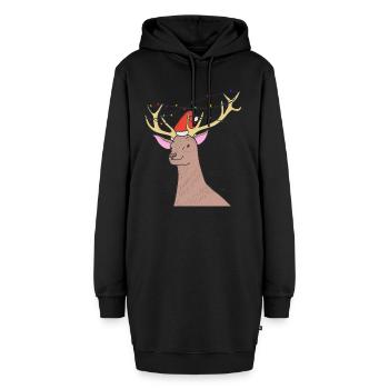 Rentier Weihnachten Mütze Dezember Geschenkidee - Hoodie-Kleid - Schwarz - Vorne - AI Model Female 172 light (172cm)