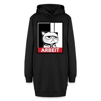 Lustige Müde Katze Arbeit Morgenmuffel Geschenk - Hoodie-Kleid - Schwarz - Vorne - AI Model Female 172 light (172cm)