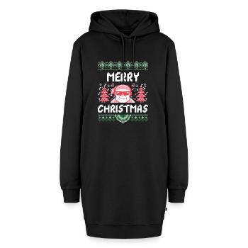 Ugly Christmas Rocker Weihnachtsmann Geschenk - Hoodie-Kleid - Schwarz - Vorne - AI Model Female 172 light (172cm)