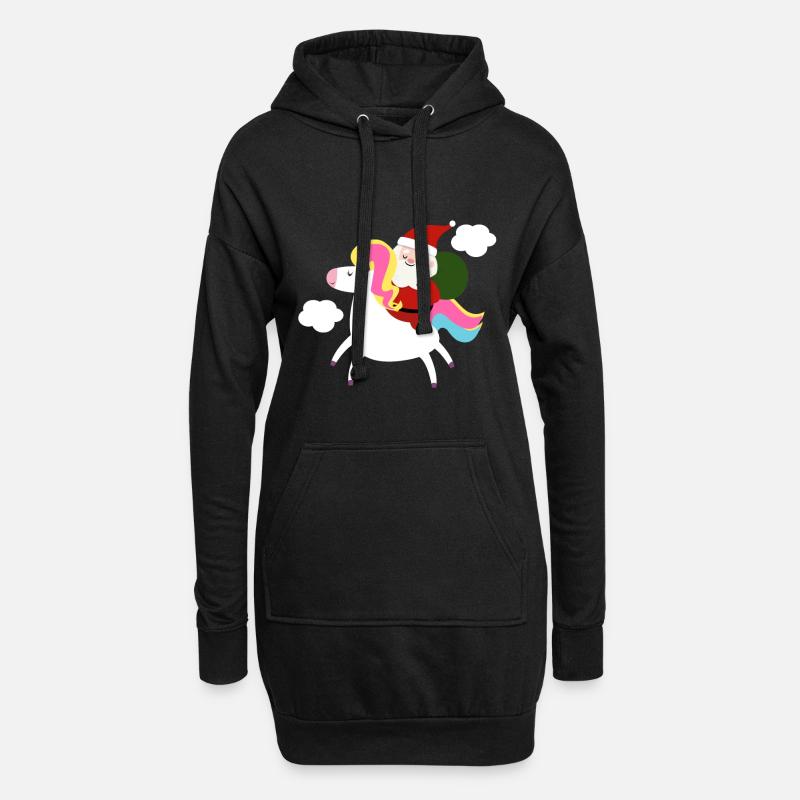 Weihnachtsmann Einhorn Süß Winter Geschenkidee - Hoodie-Kleid - Schwarz