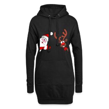 Tee-shirt cadeau Joyeux Noël Père Noël - Sweat-shirt à capuche long Femme - noir - Devant