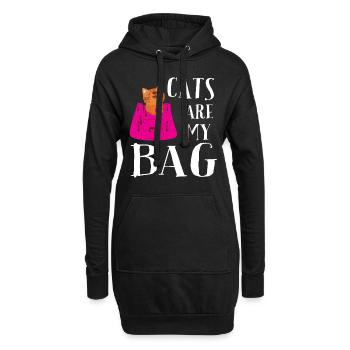 Les chats sont mon sac - Sweat-shirt à capuche long Femme - noir - Devant