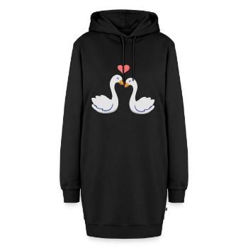 Cygnes amoureux - Sweat-shirt à capuche long Femme - noir - Devant