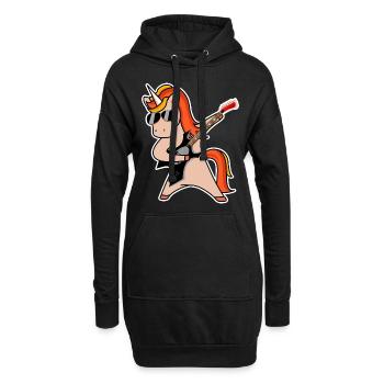 Rock Einhorn mit Gitarre Geschenk Geschenkidee - Hoodie-Kleid - Schwarz - Vorne