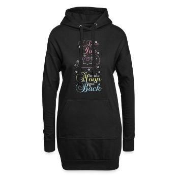 Ich liebe Dich bis zum Mond und wieder zurück - Hoodie-Kleid - Schwarz - Vorne