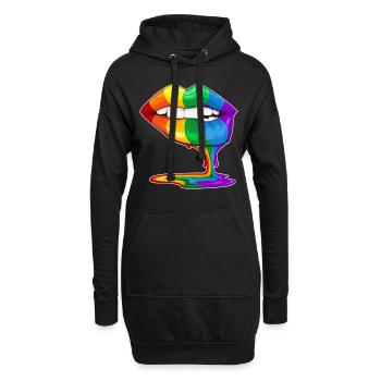 LGBT Gay Pride Kiss Kussmund Gay Rainbow Lips - Hoodie Dress - black - Front
