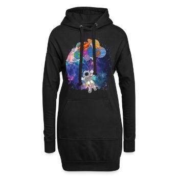 Süßer Astronaut Planeten Luftballons im Weltraum - Hoodie-Kleid - Schwarz - Vorne