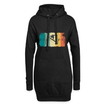 Cadeau d'hiver vintage d'ECG de battement de coeur de snowboard - Sweat-shirt à capuche long Femme - noir - Devant