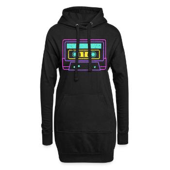 Retro Tape Vintage Kassette - Hoodie-Kleid - Schwarz - Vorne