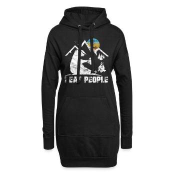 Je déteste les gens Je mange des gens Camping Geschnek Randonnée - Sweat-shirt à capuche long Femme - noir - Devant