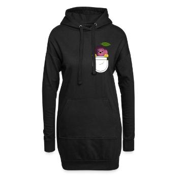 Lustig Pflaumen Brusttasche Obst Vegan Geschenk - Hoodie-Kleid - Schwarz - Vorne