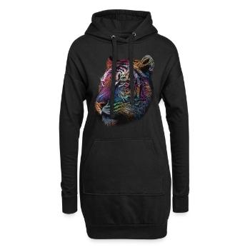 Tiger Raubkatze Tiere Geschenk Kunst Tiermotiv - Hoodie-Kleid - Schwarz - Vorne