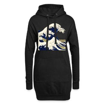 Welle Japan Japanisch Kanagawa - Hoodie-Kleid - Schwarz - Vorne