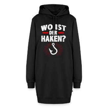 Wo ist der Haken - Hoodie-Kleid - Schwarz - Vorne