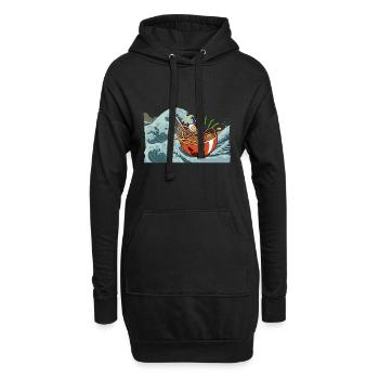 Vague Ramen Kanagawa - Sweat-shirt à capuche long Femme - noir - Devant